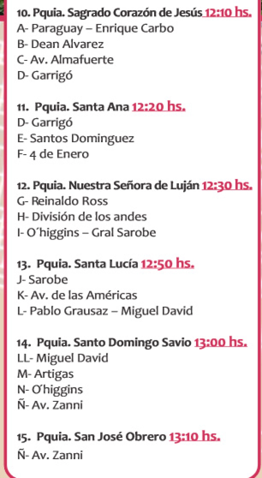 Caravana de la Virgen del Rosario: Detalle del recorrido por la ciudad