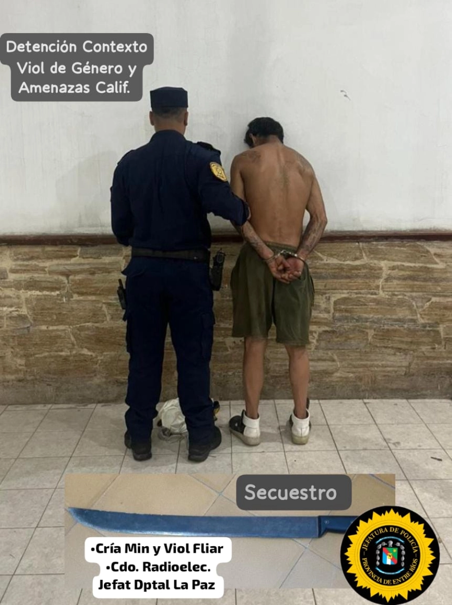 Detenido por violencia de g&eacute;nero en La Paz (foto Polic&iacute;a de Entre R&iacute;os)