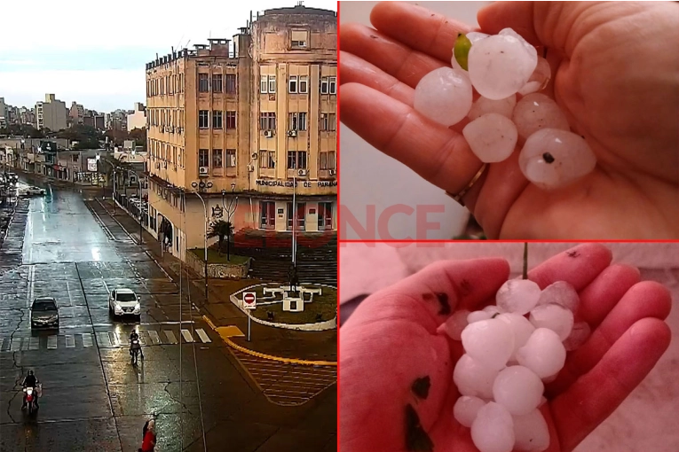 Tras la jornada calurosa, comenzó a granizar y llover en Paraná: la temperatura descendió nueve grados