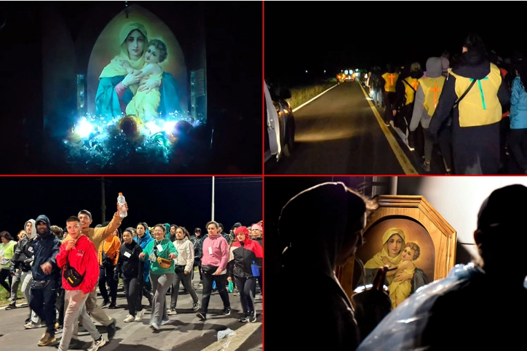 Hasenkamp-Paraná: miles de peregrinos avanzan durante la noche hacia el santuario en Paraná