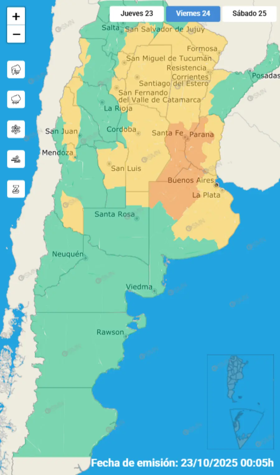 Alerta para viernes 24