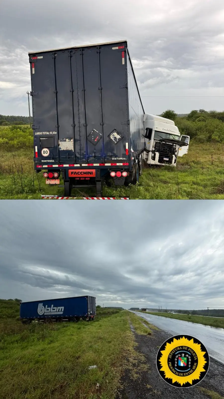 Cami&oacute;n despist&oacute; sobre ruta 14