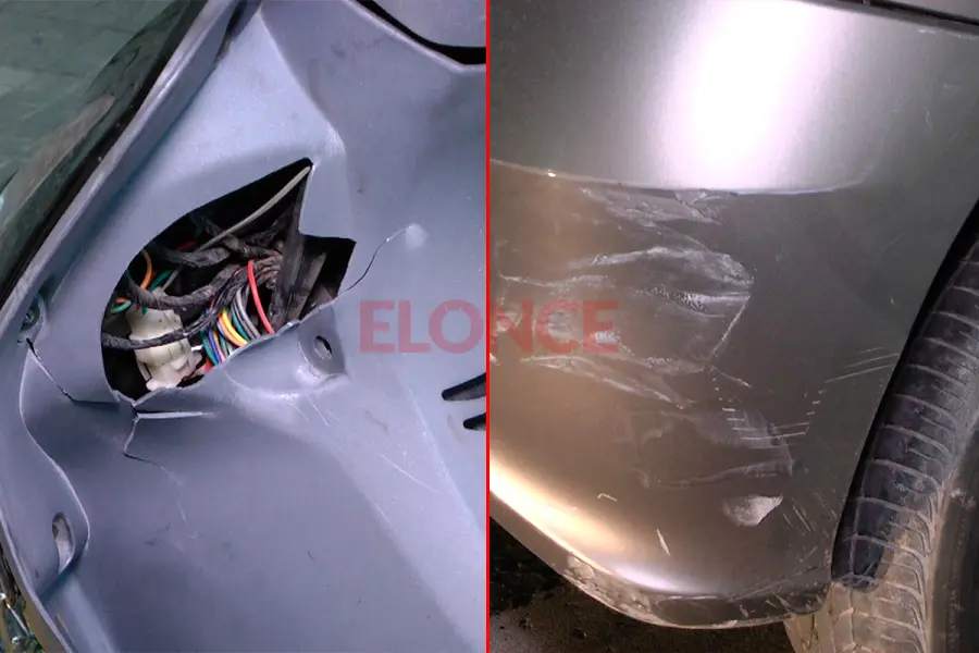 Los da&ntilde;os en la moto y en el auto. Foto: Elonce.