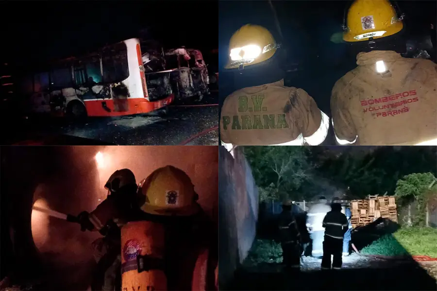 Noche de incendios en Paran&aacute; (foto Bomberos Voluntarios de Paran&aacute;)