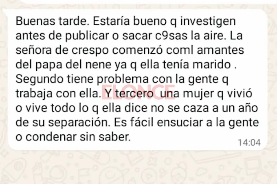El mensaje recibido por C&oacute;digos.
