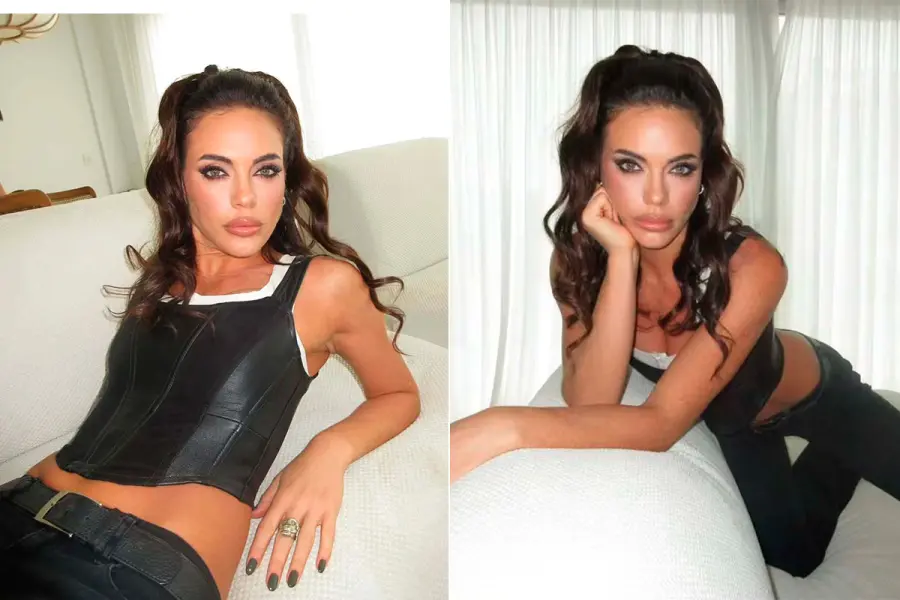 Emilia Attias deslumbr&oacute; con un look casual y sexy: corset de cuero y corpi&ntilde;o a la vista