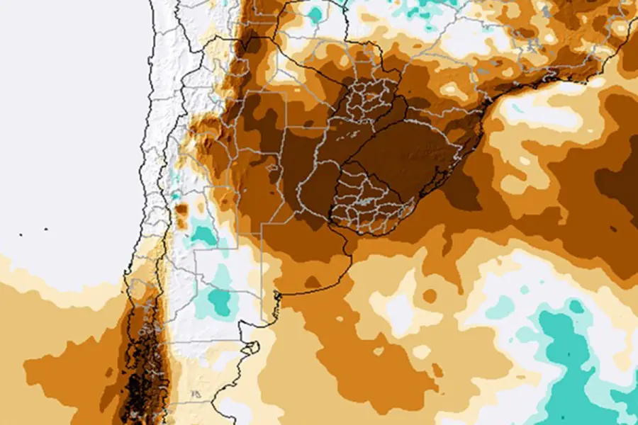 Mapa de lluvias de Meteored.