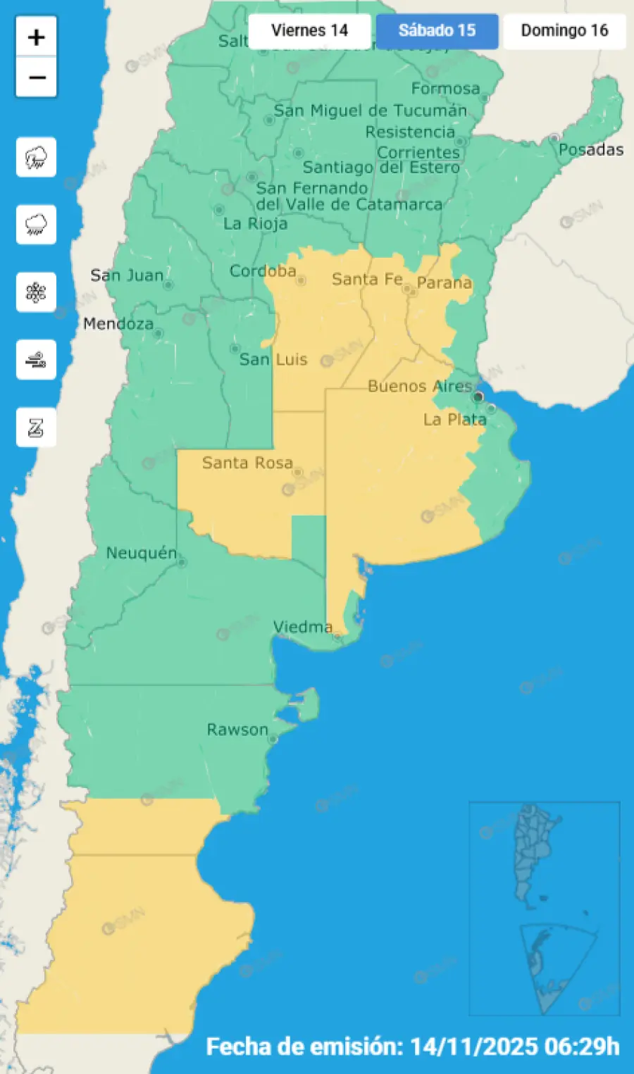 Rige una alerta amarilla por tormentas