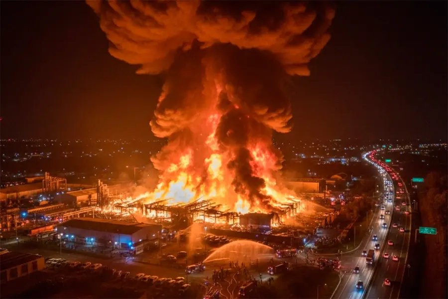 Explosi&oacute;n e incendio en parque industrial de Ezeiza