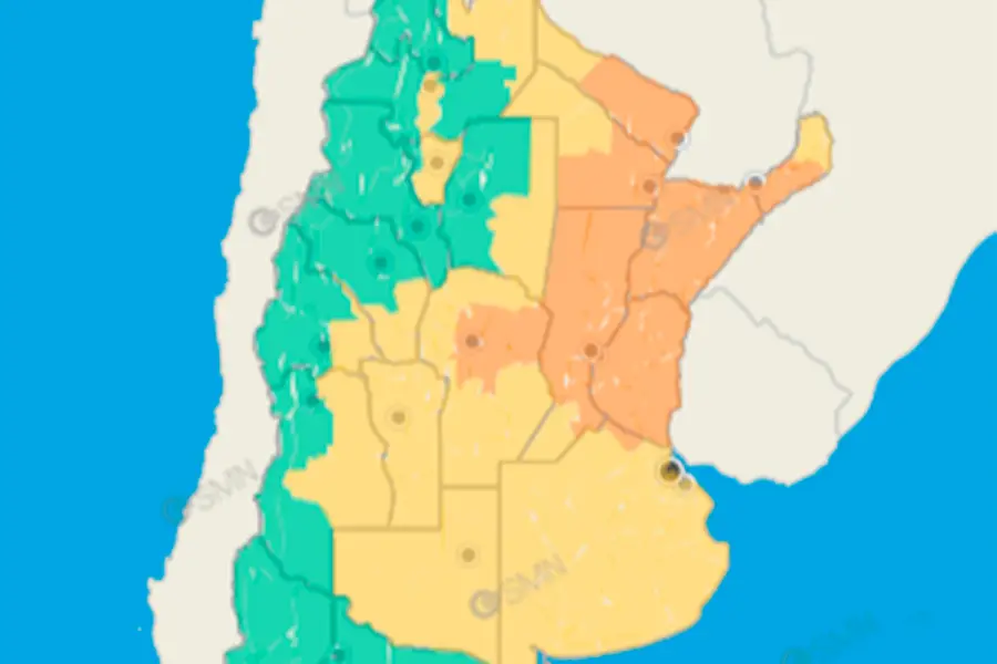 La zona afectada por lluvias y vientos fuertes. Foto: SMN.