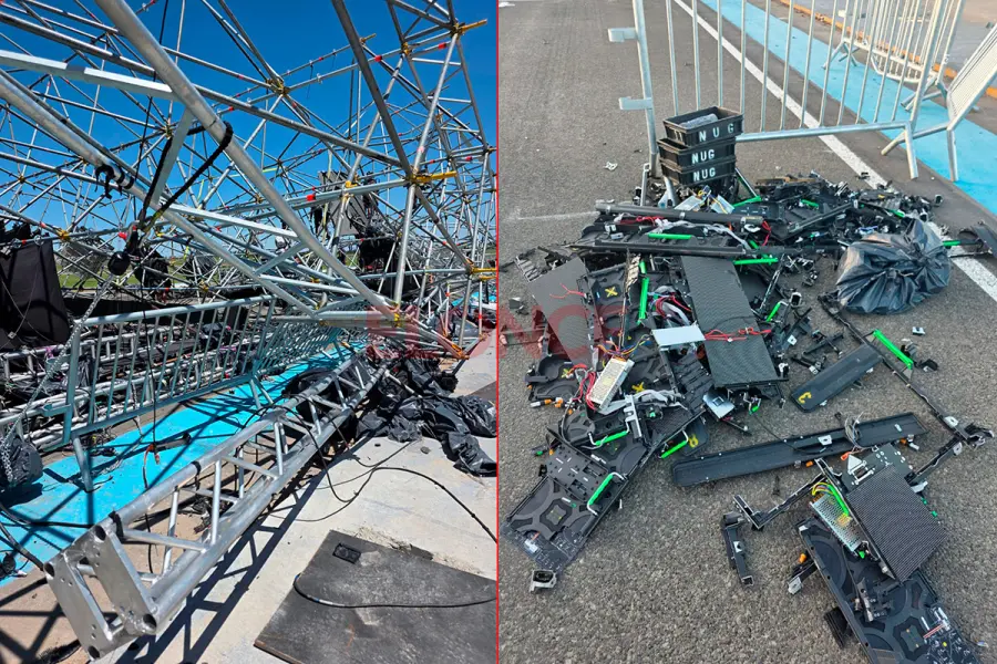 Los da&ntilde;os en el escenario de la FDD (foto Elonce)