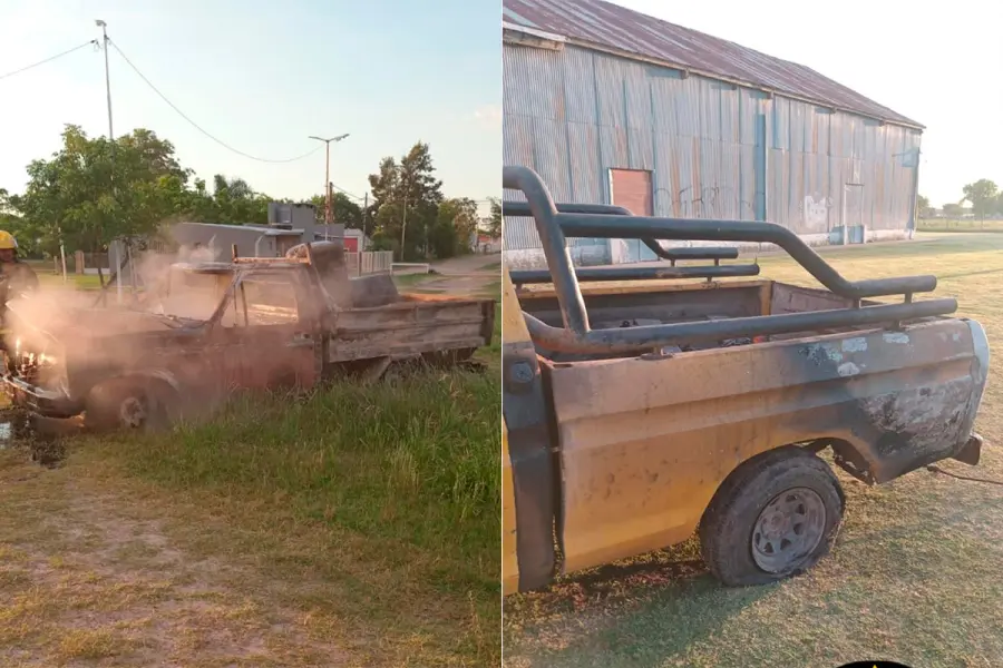 Se incendi&oacute; un galp&oacute;n de Vialidad: una camioneta fue consumida por las llamas