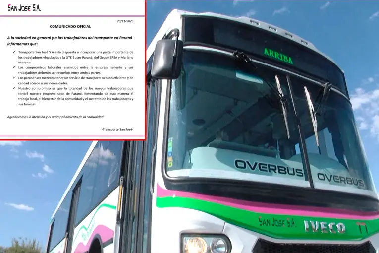 Colectivos: Transporte San José afirma que incorporará “una parte importante del personal” de Buses Paraná