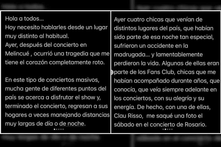 Axel public&oacute; un  mensaje tras la muerte de cuatro integrantes de su club de fans: &ldquo;Las conoc&iacute;a&rdquo;