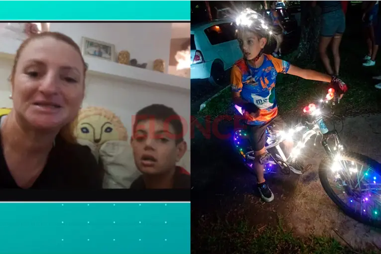 La historia detrás del niño que pedalea en su bicicleta iluminada con luces navideñas