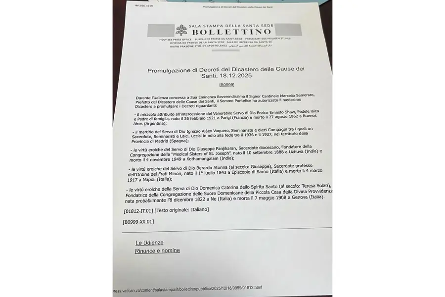 El decreto del Vaticano. Foto: Infobae.