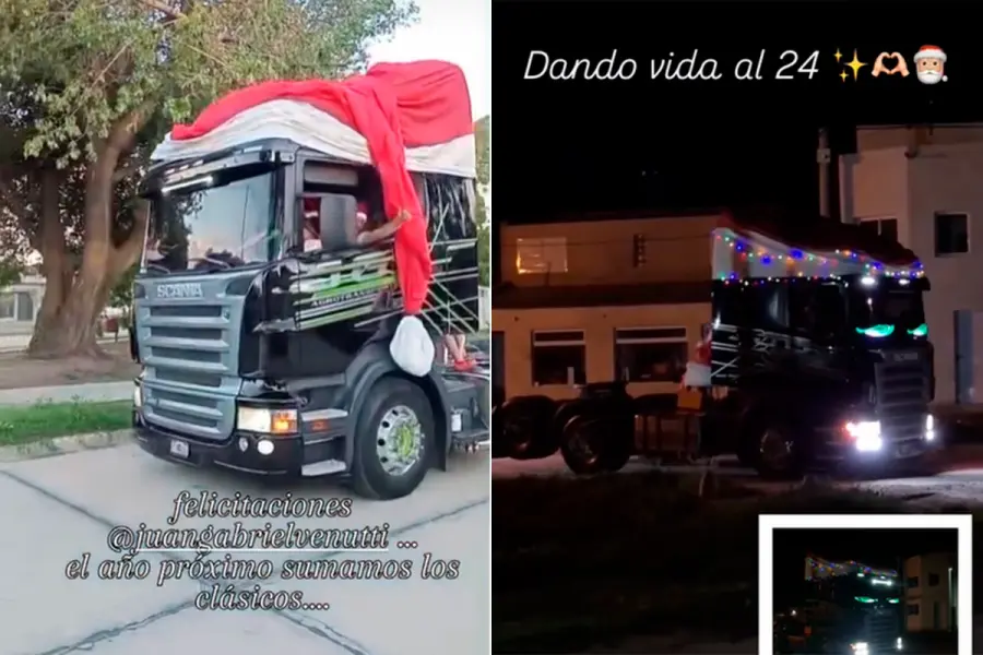 Un cami&oacute;n navide&ntilde;o recorri&oacute; barrios y llev&oacute; alegr&iacute;a a los ni&ntilde;os