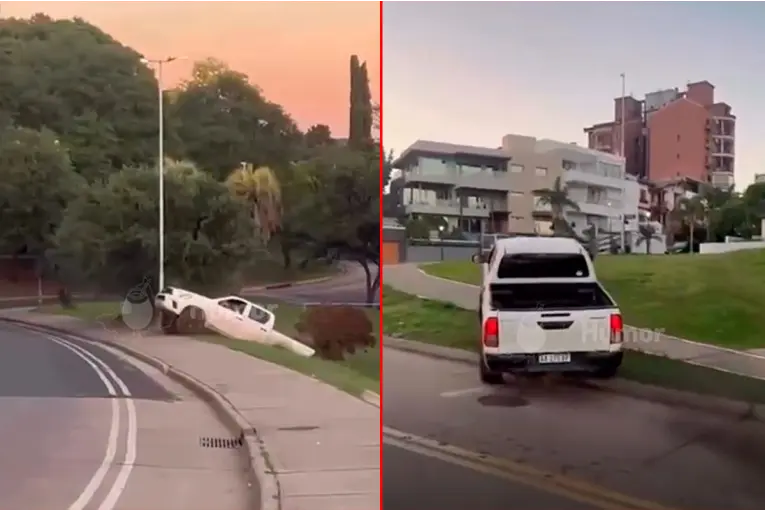 Joven conductor en camioneta realizó peligrosas maniobras y provocó destrozos en el Parque Urquiza: video