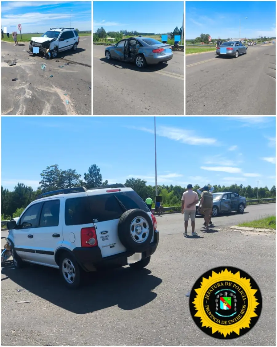 Accidente en intersecci&oacute;n de la Ruta Provincial 4 y la Ruta Nacional 14 (foto Polic&iacute;a de Entre R&iacute;os)