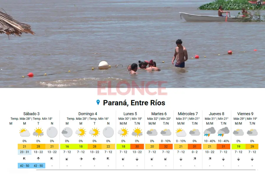 El pron&oacute;stico para Paran&aacute; (foto Elonce / SMN)