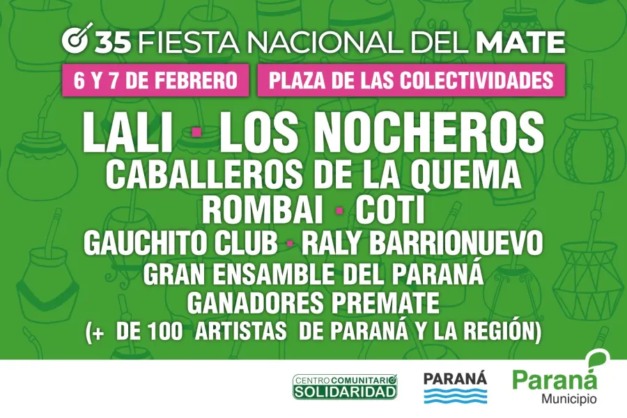 Los artistas de la Fiesta Nacional del Mate (foto Municipalidad de Paran&aacute;)