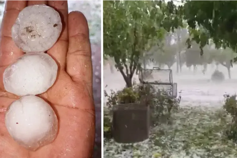 Tormenta con granizo de gran tamaño causa destrozos en Mendoza