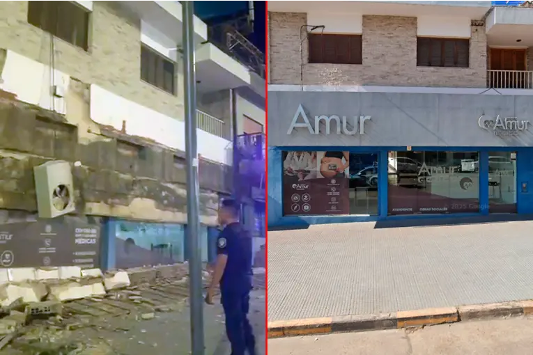 Se cayeron varios metros mampostería de una farmacia en avenida Ramírez