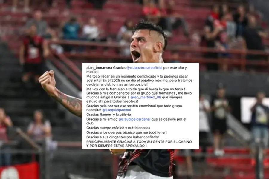 El mensaje de Alan Bonansea en redes. Foto: Instagram