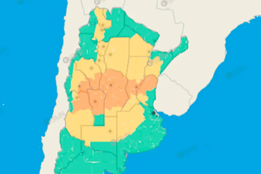 La alerta para el jueves. Foto: SMN.