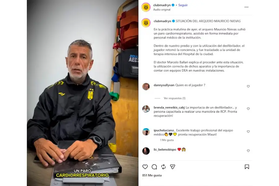 Deportivo Madryn emiti&oacute; un comunicado con informaci&oacute;n de Mauricio Nievas