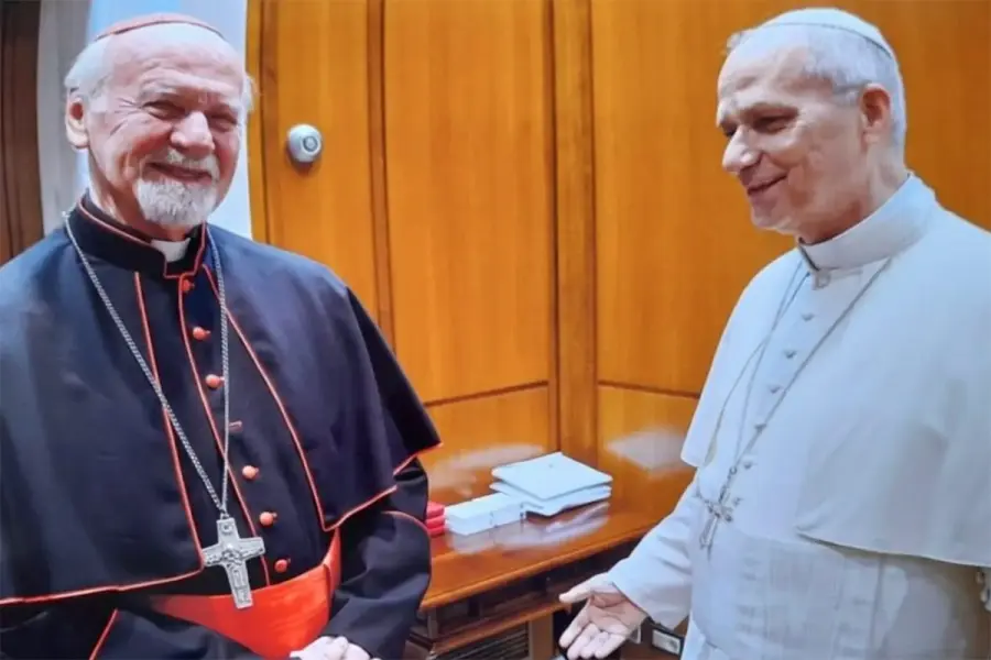 Bokalic Iglic y el Papa Le&oacute;n XIV (foto Religi&oacute;n Digital)