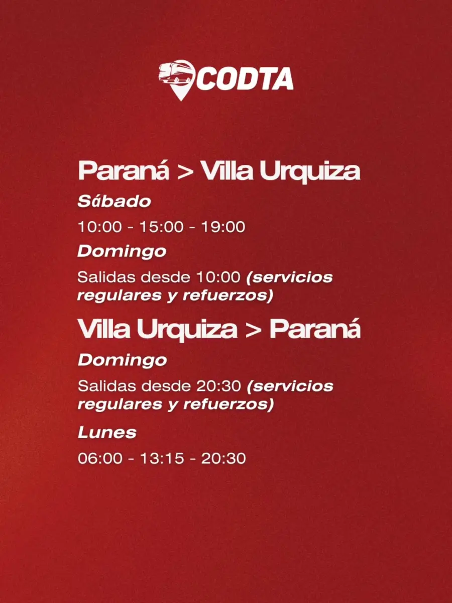 Los horarios de colectivos de la empresa Codta por la Fiesta de la Playa