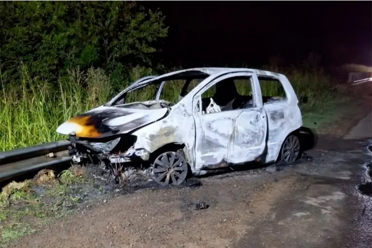 Un auto se prendió fuego tras chocar contra el guardarrail sobre Ruta 39