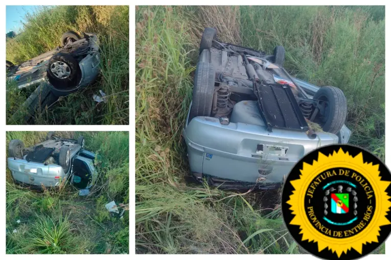 Dos personas resultaron heridas tras el vuelco de un auto sobre Ruta 14