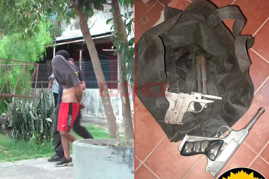 Detenido en Paran&aacute; / las armas secuestradas (foto Elonce / Polic&iacute;a de Entre R&iacute;os)