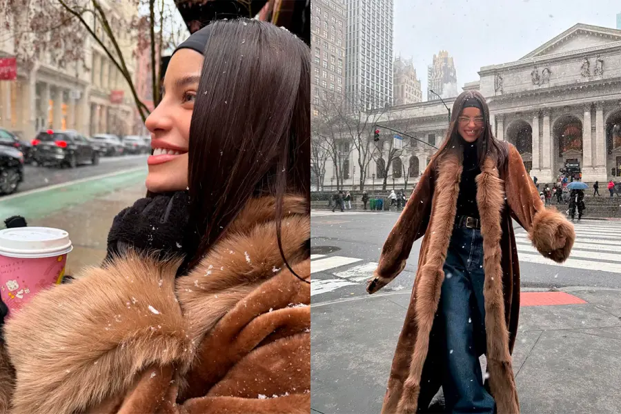 El look de Emilia Mernes en Nueva York (foto Instagram)