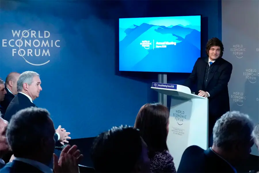 Javier Milei ante el Foro de Davos (foto Infobae)