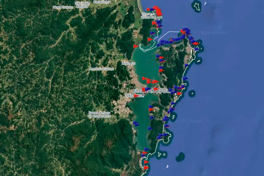 El mapa del IMA en la zona de Florian&oacute;polis