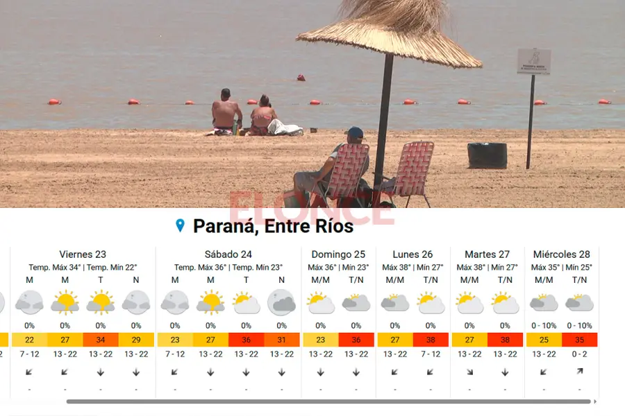 El pron&oacute;stico para Paran&aacute; (captura SMN)