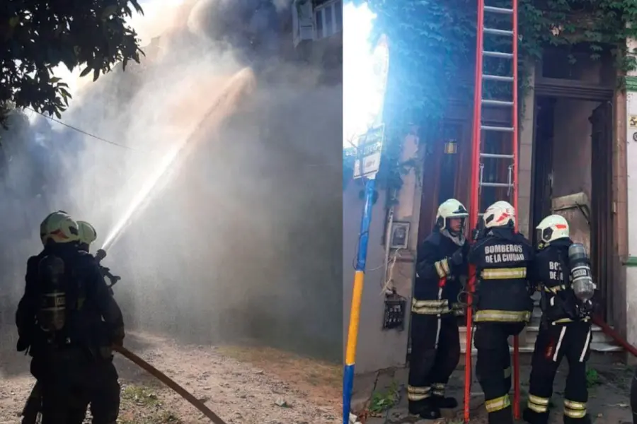 Incendio en La Boca. Foto: Polic&iacute;a de la Ciudad.