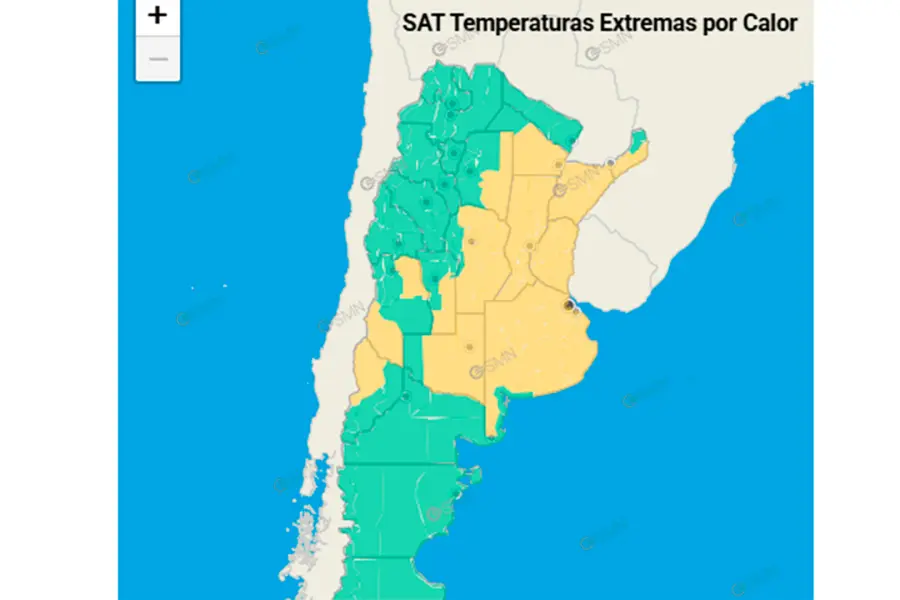 El mapa del SMN por el calor extremo