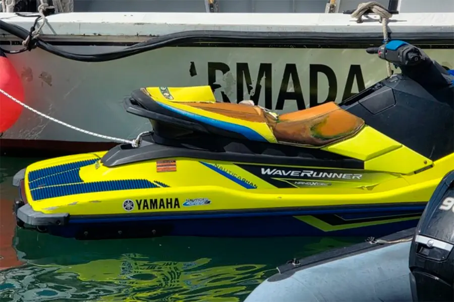 La moto de agua de Daniel Alfredo Crisci (foto Clar&iacute;n)