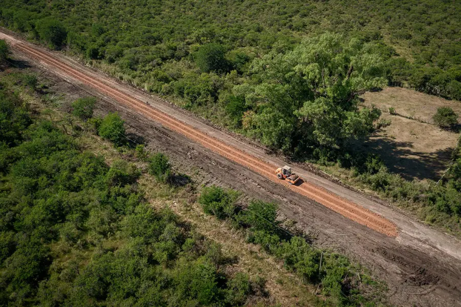 Obras viales en Villaguay.