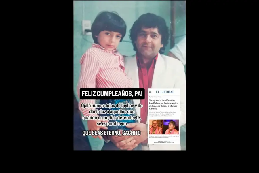 El mensaje en redes del hijo de Cacho Deicas. Foto: Instagram oficial de Luciano Deicas.