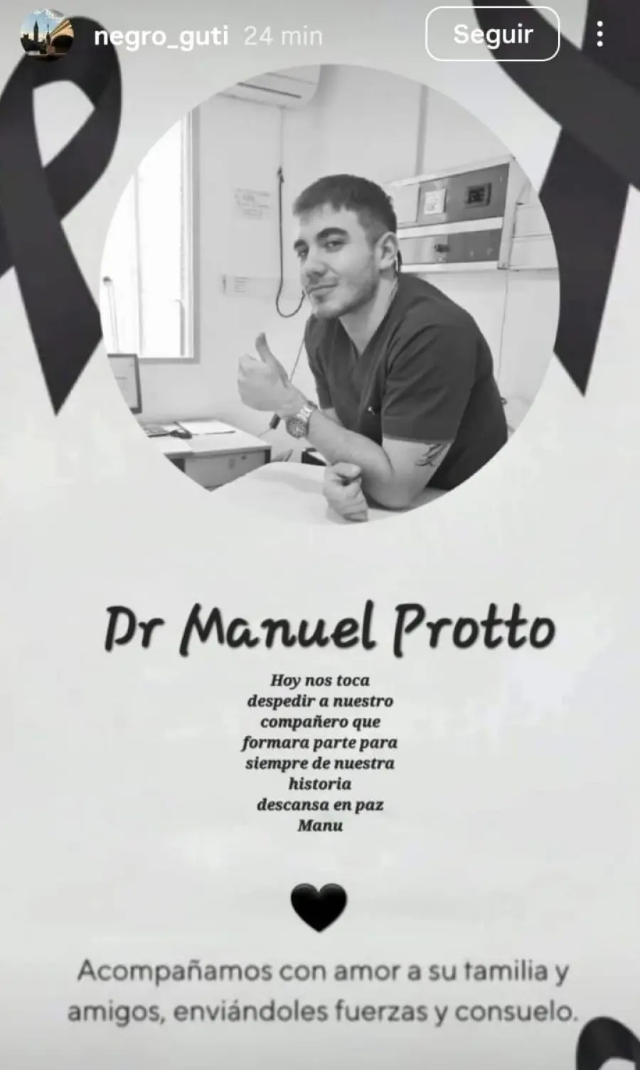 Conmoci&oacute;n por la muerte de joven m&eacute;dico Manuel Protto