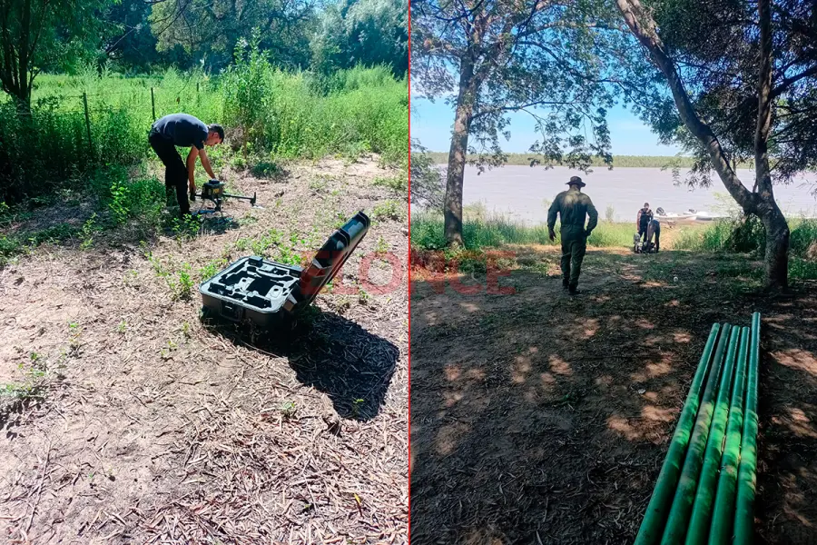 B&uacute;squeda del cuerpo de Luis &ldquo;Quique&rdquo; Ber&oacute;n (foto Gentileza Operaciones de la Jefatura Diamante)