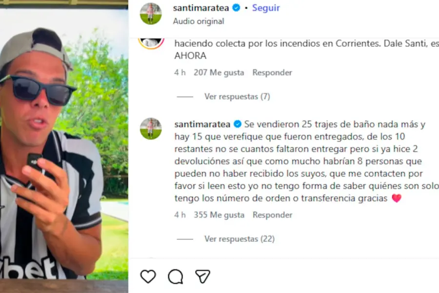 Santiago Maratea y su descargo. Foto: Instagram.