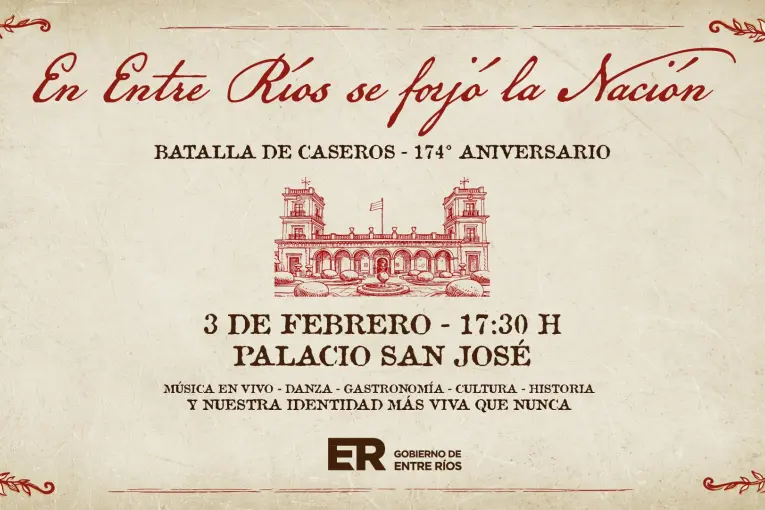 La Batalla de Caseros se conmemorará con música, historia y cultura en el Palacio San José