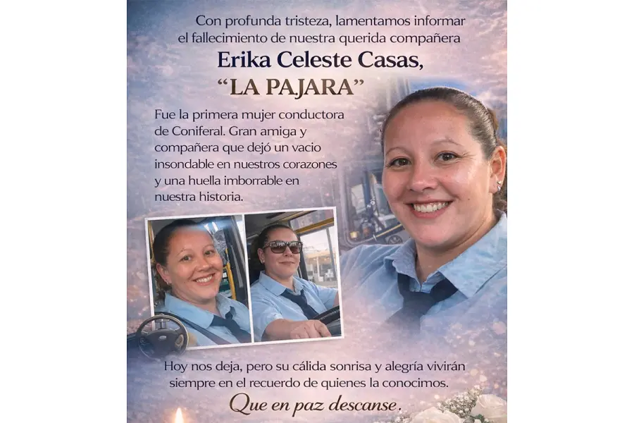 Dolor en el transporte urbano de C&oacute;rdoba por la muerte de Erika Casas (foto UTA C&oacute;rdoba)