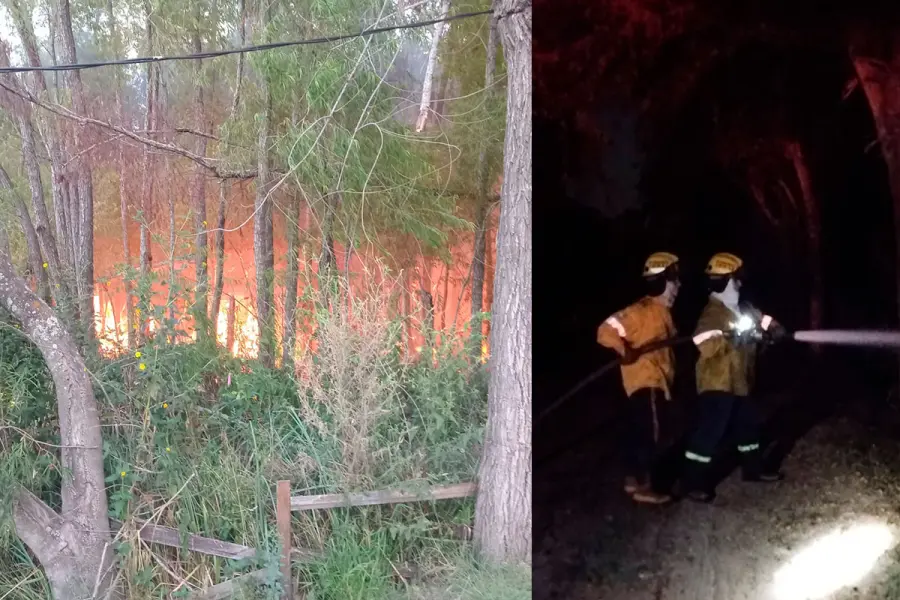 Los bomberos trabajaron para sofocar el incendio. Foto: Bomberos Ceibas.